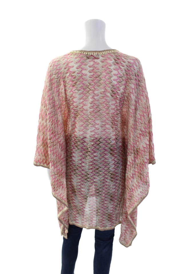 Missoni Orange Label Womens Short Sleeve Knit Cover Up Pink White Size IT 40 - Image 3 of 4