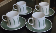 Eight Piece Coffee Set Susie Cooper Green Spiral Fern 4 Coffee Cups & 4 Saucers