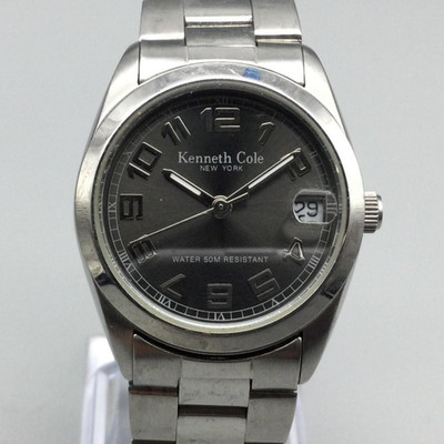 Kenneth Cole New York Watch Womens 30mm Stainless Date KCQ6000G New Battery 6.5''