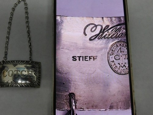 STIEFF WILLIAMSBURG 925 Sterling Silver Antique Art Deco "Scotch" Bottle Tag - Picture 7 of 9
