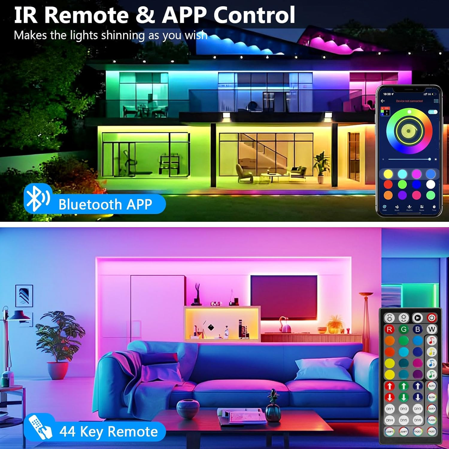 Strisce LED 20M per Camera da Letto: Kit Completo APP e Telecomando - 2