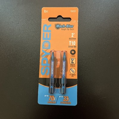 Spyder 19051 2-Inch T10 Impact Driver Bit 2-Pack Torx T10 2'' 1/4'' Hex