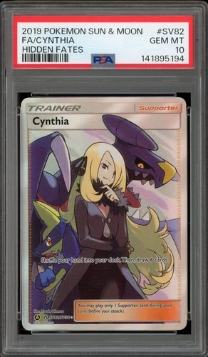 Pokemon Cynthia Hidden Fates Full Art #SV82 PSA 10 Gem Mint