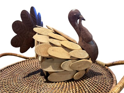 Turkey Sculpture Metal And Wood Handmade Decor/Accent Centerpiece RARE