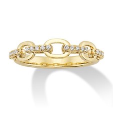 10K Yellow Gold Diamond Chain Link Band Ring for Women 1/5ct, H-I Color, Size 7