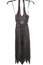 NEW CITY TRIANGLES BROWN+SEQUIN ACCENT HALTER STYLE FANCY DRESS+BELT-SIZE MEDIUM
