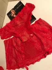 Victorias Secret Angel Fantasies Garter Panty Stockings Set Red NWT Valentine M