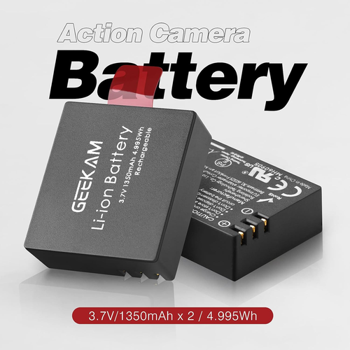 Batería recargable de 1350 mAh (paquete de 3) con cargador USB doble para cámara - Imagen 5 de 12