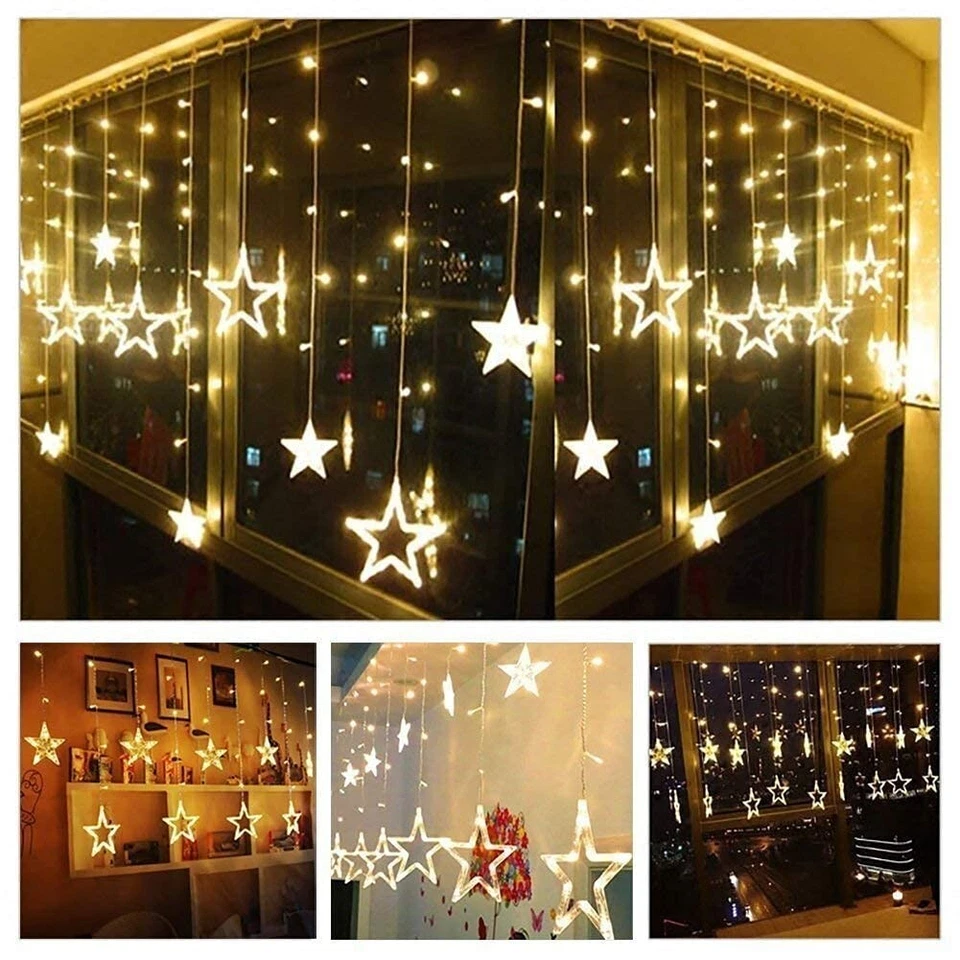 138 LED Decorative Star Curtain LED Lights for Christmas, Wedding, Party, Home 1 - Image 3 of 4