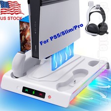 For PS5/PS5 Pro/Slim Stand Cooling Fan with Controller Dual Charging Station