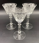 3 Cambridge Apple Blossom Clear 5-1/8" Cordial Apertif Glass Set Stemware Etch