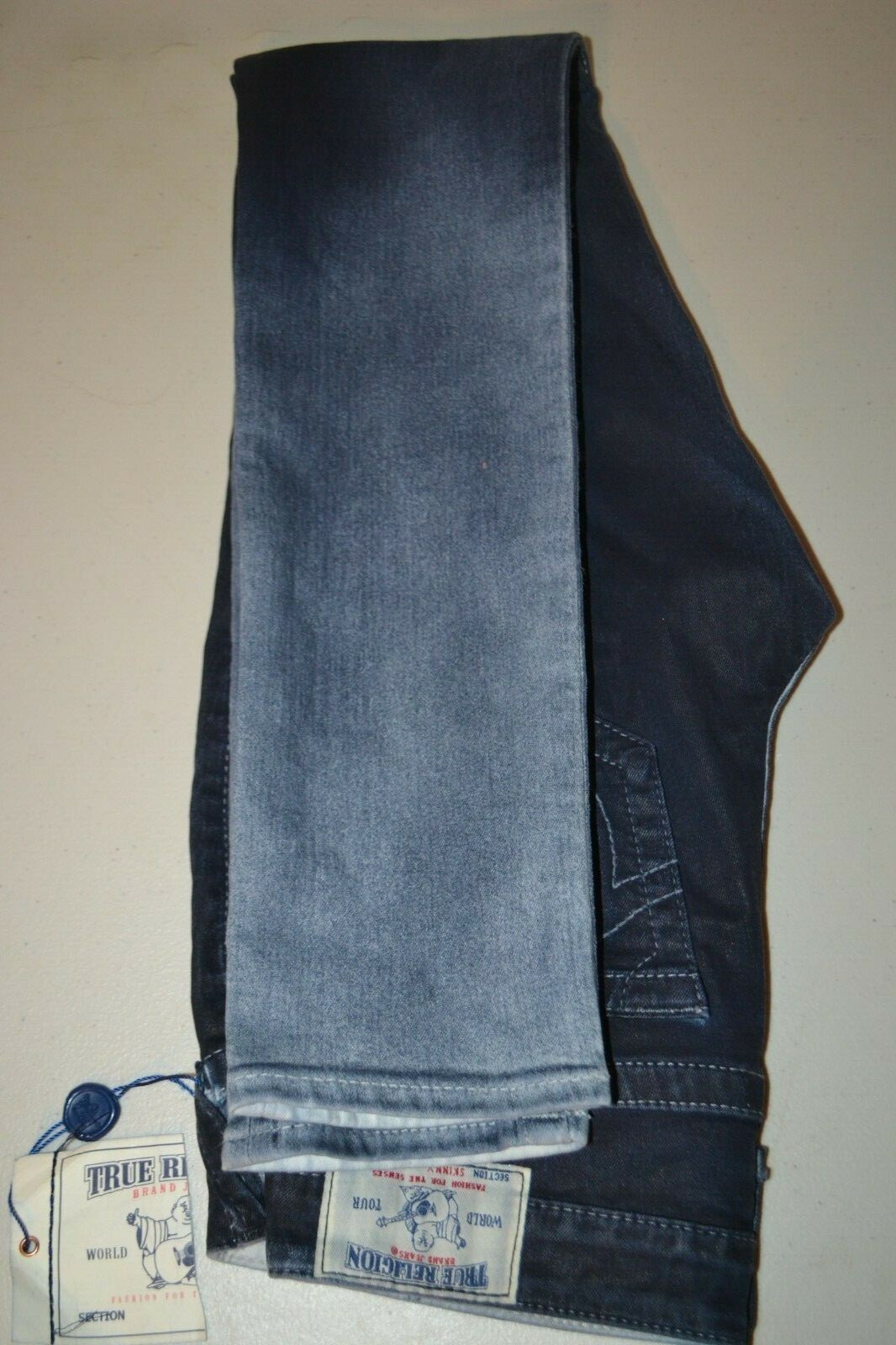 NWT True Religion Women's Skinny No Pocket Flap Dark Blue Denim Jeans Sz 28x32 thumbnail 11
