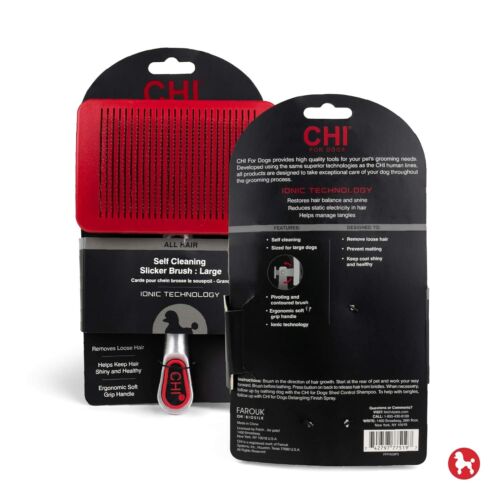 CHI para Perros Auto Limpieza Carda Higiene Pivotante Cabeza Cepillo Grande De 3 - Imagen 2 de 4