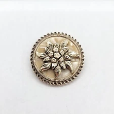 Vintage Round Scarf Clip Silver Tone Metal On MOP Backing – West Germany 1960s