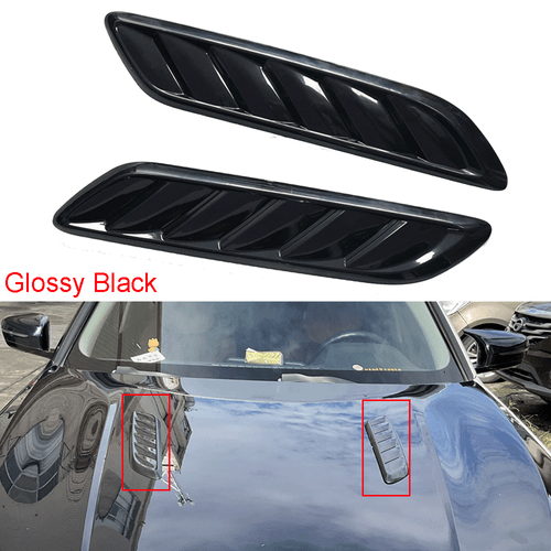 2x Hochglanz Schwarz Auto Dekor Luftstrom Ansaughaube Seitenlüftungsschaufel Motorhaube Abdeckung - Bild 1 von 8