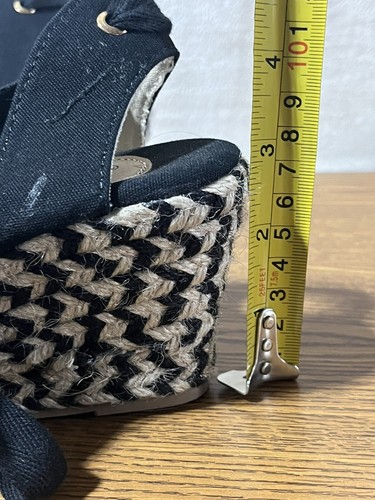 Serra Women's Size 7 Espadrille Wedges With Lace Up Ankles Black and Tan - Picture 3 of 10