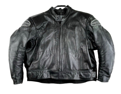 Vanson Perforated Leather Motorcycle Jacket Armored Black Size XL 46-48