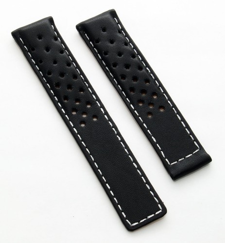 19mm schwarz Sport Leder Uhrenarmband passend für TAG Heuer Carrera Modelle aufgelistet - Bild 2 von 34