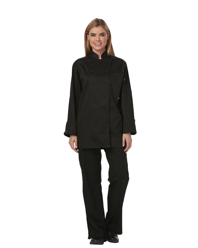 NWT DICKIES WOMEN'S EXECUTIVE CHEF COAT IN BLACK DC413 - Image 2 of 4