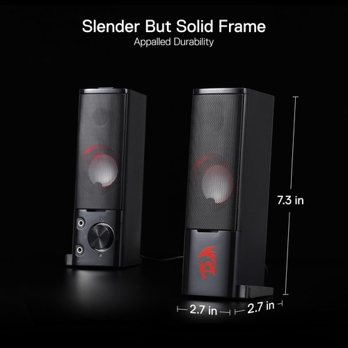 Redragon GS550 PC Gaming Speakers, 2.0 Channel Desktop Computer Sound Bar with C - Picture 4 of 8