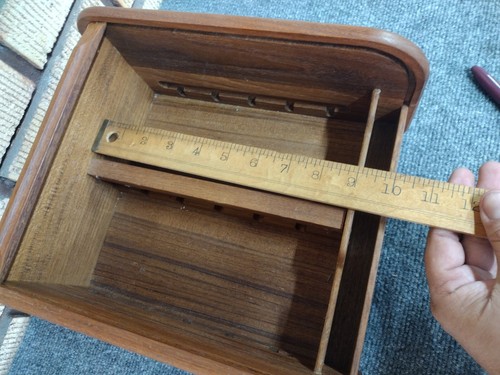 Vintage Teakholz Rolle Top Organizer Aufbewahrungskoffer MCM Retro Atomic Betriebssystem - Bild 9 von 11