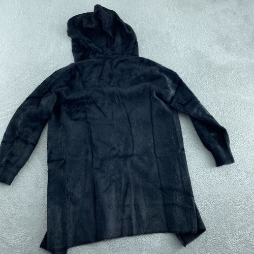 Cyrus Black Hooded Open Front Faux Fur Coat For Women M NWT 1856 - Picture 2 of 7