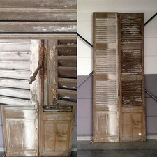 paire de volets à barrettes à encadrements en chêne massif . XIX siècle .