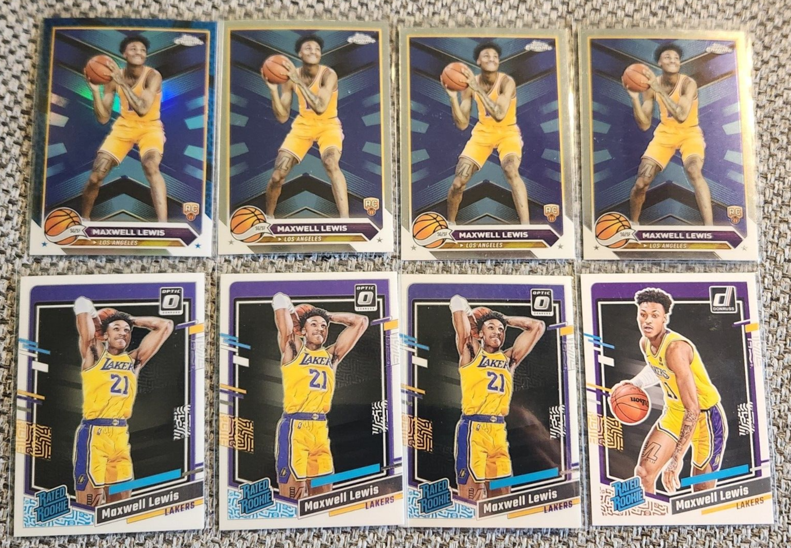 MAXWELL LEWIS 8-Card Rookie Lot 2024 Topps Chrome Blue Parallel Base Donruss Optic Lakers Basketball Collection