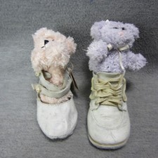 Vintage Baby Boyds Bear Foot Resin Shoe Fuzzy Teddy Bears Purple  Tan