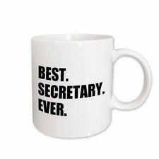 3dRose Best Secretary Ever, fun gift for talented secretaries, black text Mug
