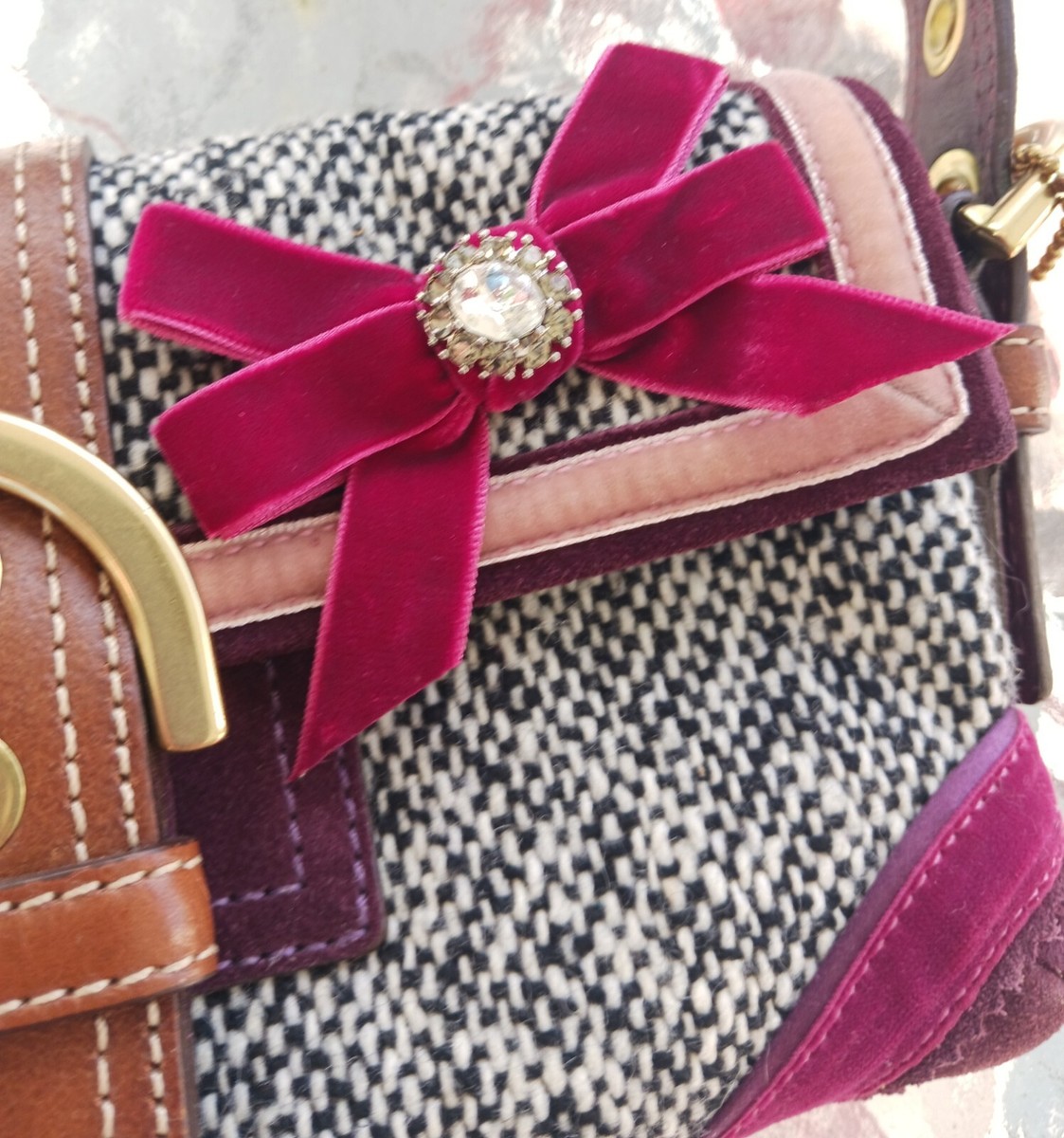 バッグ Coach Tweed Soho Demi Flap Shoulder Coach Vintage 8F01 Multicolor Tweed Soho Y2K Demi Shoulder