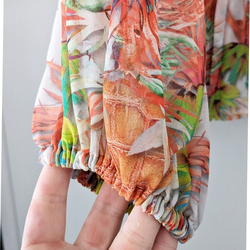 Roberto Cavalli Just Cavalli Floral Polyester Tie Neck Blouse Multicolor Size 44 - Picture 3 of 10