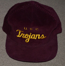Vtg USC Trojans Corduroy Script Snapback Hat Cap AJD