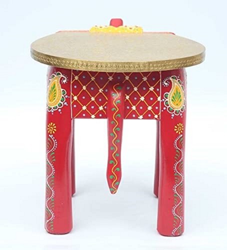 Indian Hand Painted Wooden Elephant Shape Stool, Kids Stool, Room Side Stool - Picture 4 of 7