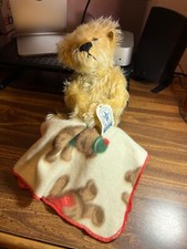 Knickerbocker Toy Co Mohair Bear 12" Bobby  His Blanket w/ Hang Tag  Ear Pin