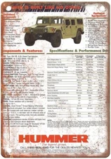 Vintage 1993 A M General Hummer Auto Ad Reproduction Retro Look Metal Sign A1347
