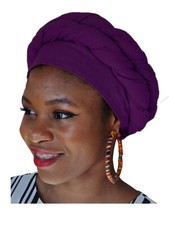 Purple African Modu Hat - Pre-tied Head wrap DP3839PT
