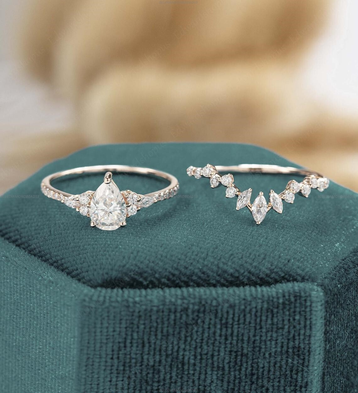 Natural Moissanite Wedding Band Ring 14k White Gold Fine Jewelry-image