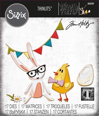 New Sizzix Thinlits 17pc Vault Bunny + Chick  #666561 Retail $20.99 Tim Holtz
