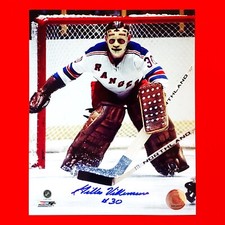 Autographed Gilles Villemure New York Rangers Photo - X3