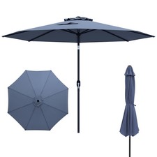Outdoor Heavy Duty Market Umbrella w/ Tilt Mechanism Crank Handle 8 Sturdy Ribs