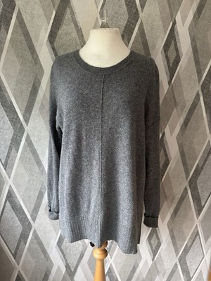Tahari grau 100 % Kaschmir Oversize Tunika Pullover Pulli M 10 12 14