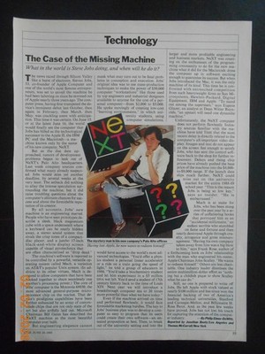 1988 Technology print article photo Steve Jobs at NEXT Palo Alto Apple Computer