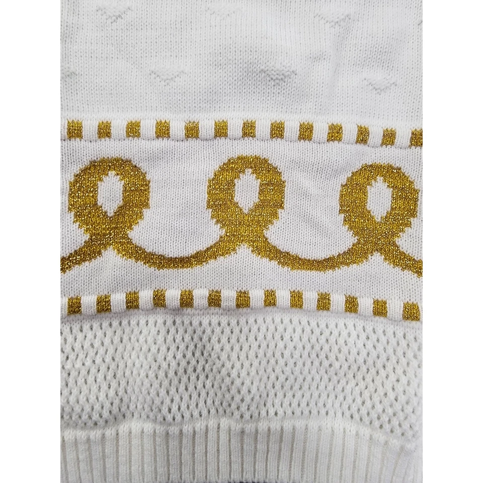 Винтажный свитер 70-х Justin Charles с укороченным рукавом размер L металлик золото вихрь сердце - Изображение 2 из 4