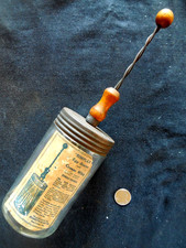 Archimedean on glass jar w/label "SIMPLEX Egg Beater & Cream Whip" -early 1900's