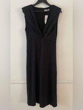 MNG Mango Front Twist Shoulder Pad Midi Dress Size 8