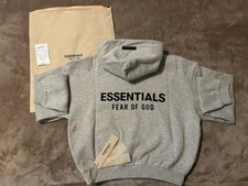 NEW Kids FOG Essentials Light Heather Grey Hoodie Size 8/Medium 100% Authentic✅