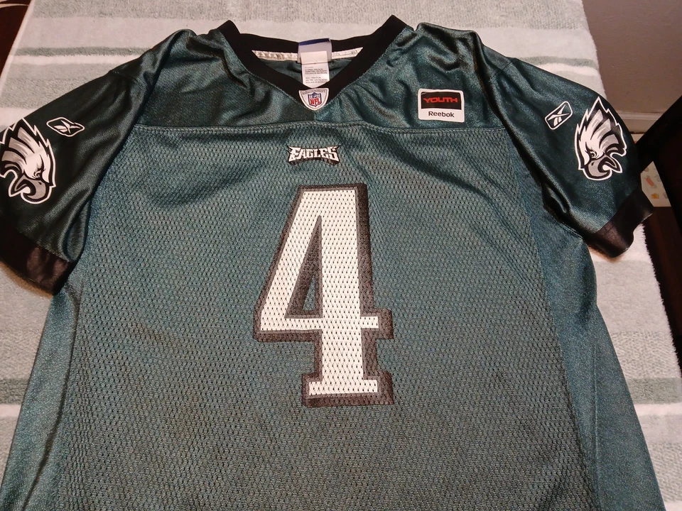  Camiseta Philadelphia Eagles Juvenil Extra Grande Verde Kevin Kolb Reebok NFLPA Foto 2 de 4