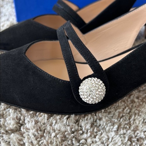 NIB Stuart Weitzman Women's Dede Suede Slingback Pumps Heels in Black - Picture 5 of 9