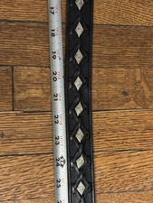 Vintage Mexico Leather Belt With Metal Diamond Decoration